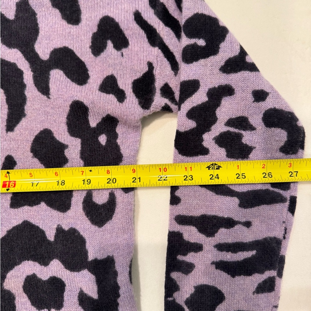 Skull Cashmere Purple and Black Leopard 100% Cashmere Skull Print Sweater - Picture 8 of 14